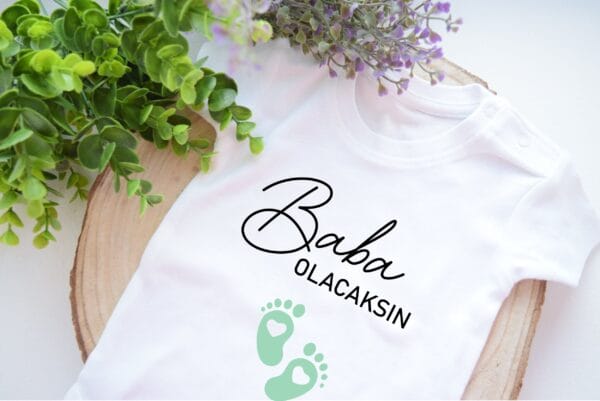 BabyBody Baba OLACAKSIN Schwangerschaft Verkünden mit Body Türkisch Baby Body Baby 2025 Papa to Be Bodysuit Kleines Wunder 2025 Ankündigung – Bild 2