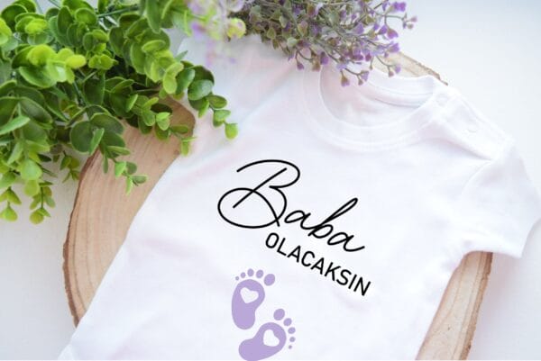 BabyBody Baba OLACAKSIN Schwangerschaft Verkünden mit Body Türkisch Baby Body Baby 2025 Papa to Be Bodysuit Kleines Wunder 2025 Ankündigung – Bild 3