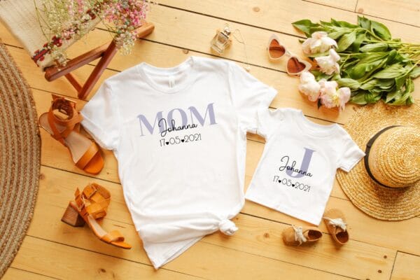 Freude im Bündel: Personalisierte Familien-Matching-Outfits.Mommy and Me Set. Mama und Baby Passendes Set. Familienoutfit. Papa und Ich Set. – Bild 3