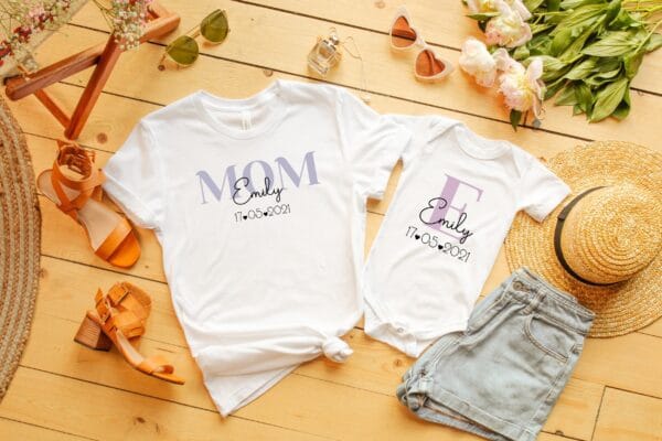 Freude im Bündel: Personalisierte Familien-Matching-Outfits.Mommy and Me Set. Mama und Baby Passendes Set. Familienoutfit. Papa und Ich Set. – Bild 2