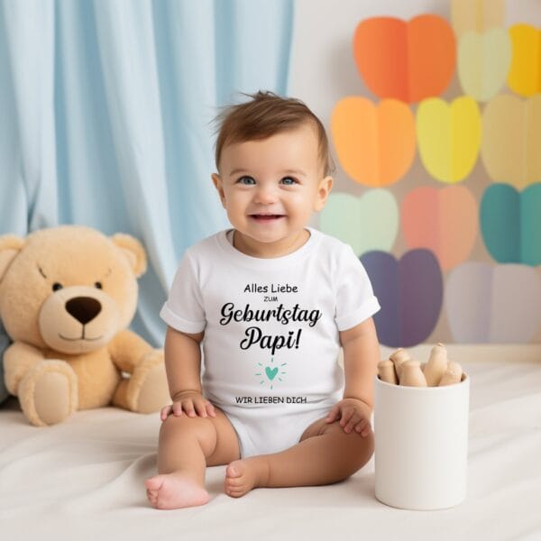 Geburtstagsfreude im süßen Gewand:Personalisierbarer Baby-Body/TShirt für Papa,Oma,Opa und mehr!Baby Body Happy Birthday.Geburtstag Geschenk – Bild 3