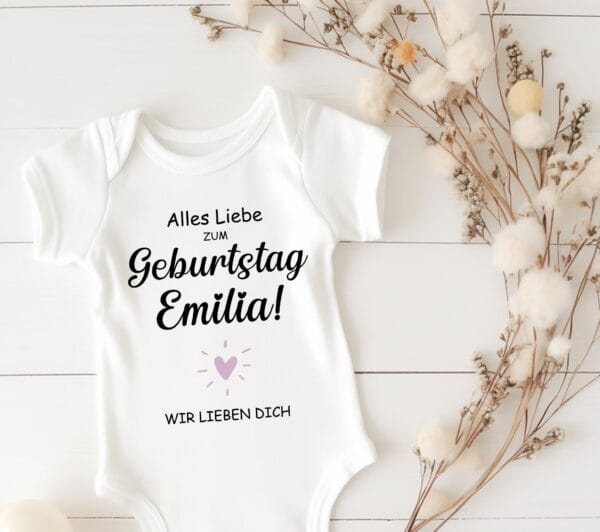 Geburtstagsfreude im süßen Gewand:Personalisierbarer Baby-Body/TShirt für Papa,Oma,Opa und mehr!Baby Body Happy Birthday.Geburtstag Geschenk – Bild 4