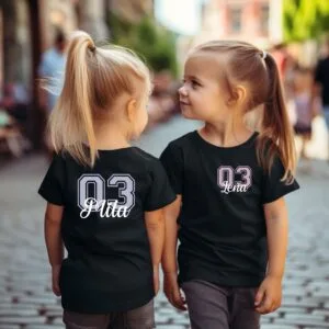Kinder T-Shirt oder BabyBody mit individueller Name und Nummer.Kind Zahl TShirt.Personalisiertes Kinder Shirt.Baby Body mit Name und Zahl.