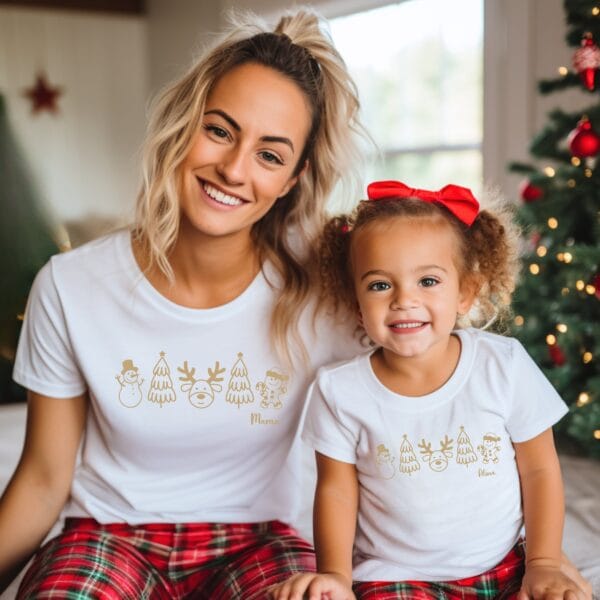 Familie Weihnachtsoutfit.Familienoutfit.Partnerlook Familie Weihnachten Shirts.Family Matching Set.Passendes Set Mama,Papa,Mini und Baby. – Bild 2