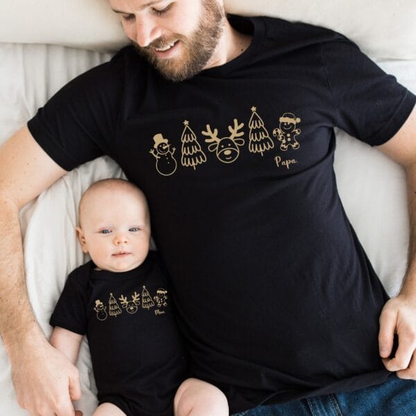 Familie Weihnachtsoutfit.Familienoutfit.Partnerlook Familie Weihnachten Shirts.Family Matching Set.Passendes Set Mama,Papa,Mini und Baby. – Bild 4