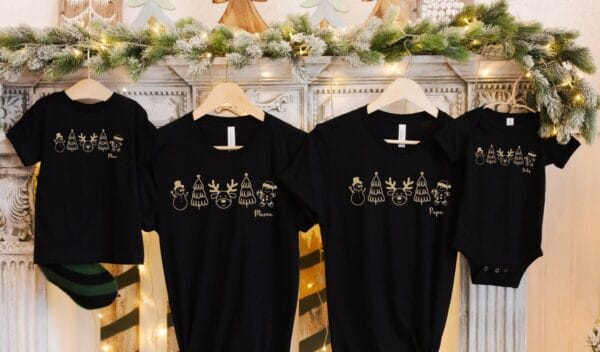 Familie Weihnachtsoutfit.Familienoutfit.Partnerlook Familie Weihnachten Shirts.Family Matching Set.Passendes Set Mama,Papa,Mini und Baby.