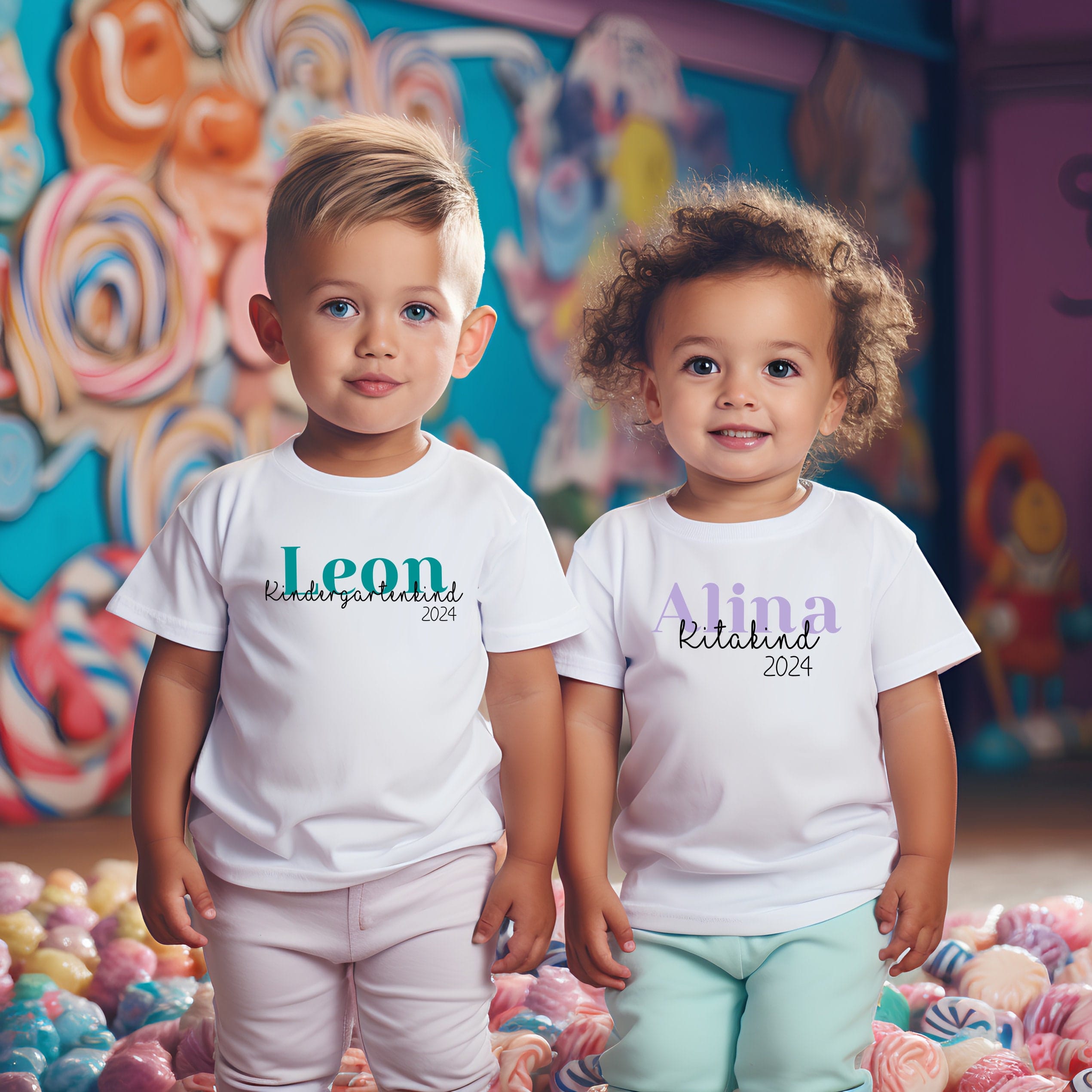 Kitakind 2024 T-Shirt.Personalisiertes Kindergartenkind Outfit.Krippenkind 2024.Kindergarten kind T Shirt mit Name. Krippenkind Baby Body. – Bild 2