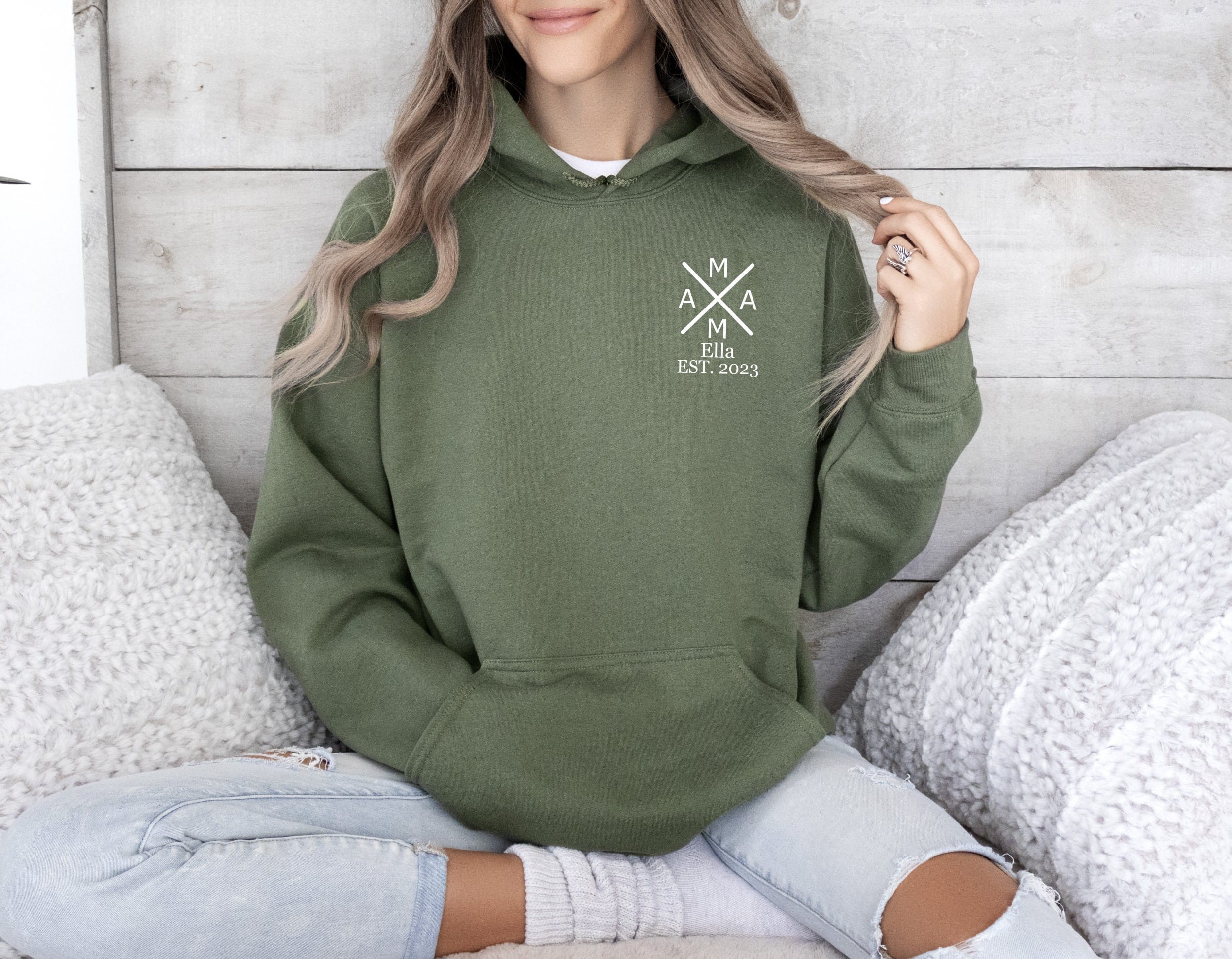 Mamas Schatz:Personalisierter Geburtsjahres-Hoodie.Mama Pulli.Mutter Geschenk.Mama Hoodie.Mama Sweatshirt.Personalisierter Kapuzenpullover. – Bild 2