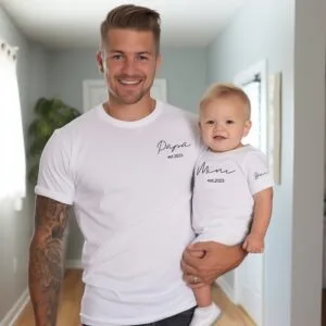 Papa & Ich:Papa und Mini Passendes Set.Papa und Ich Outfit.Personalisiertes Papa T-Shirt und Baby Body.Geschenk für Vatertag.Familienoutfit.