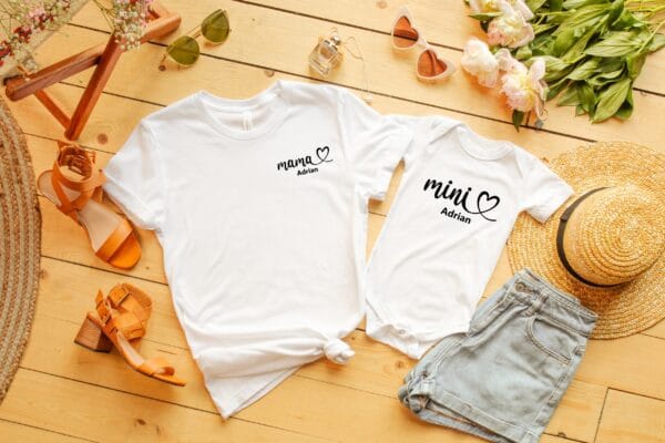 Familien-Duo:Passende Mama und Kind Outfits.Muttert Tochter Outfit.Mama Sohn Partnerlook.Muttertagsgeschenk.Mama Baby Outfit. – Bild 4