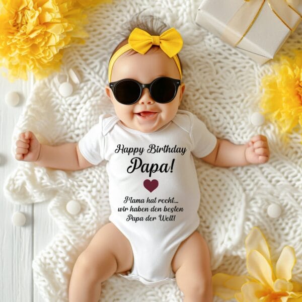 Papas kleiner Geburtstagsüberraschung.Happy Birthday Papa.Besten Papa der Welt.Bodysuit Papa Geburtstag Geschenk.Feiere Papas Geburtstag. – Bild 3