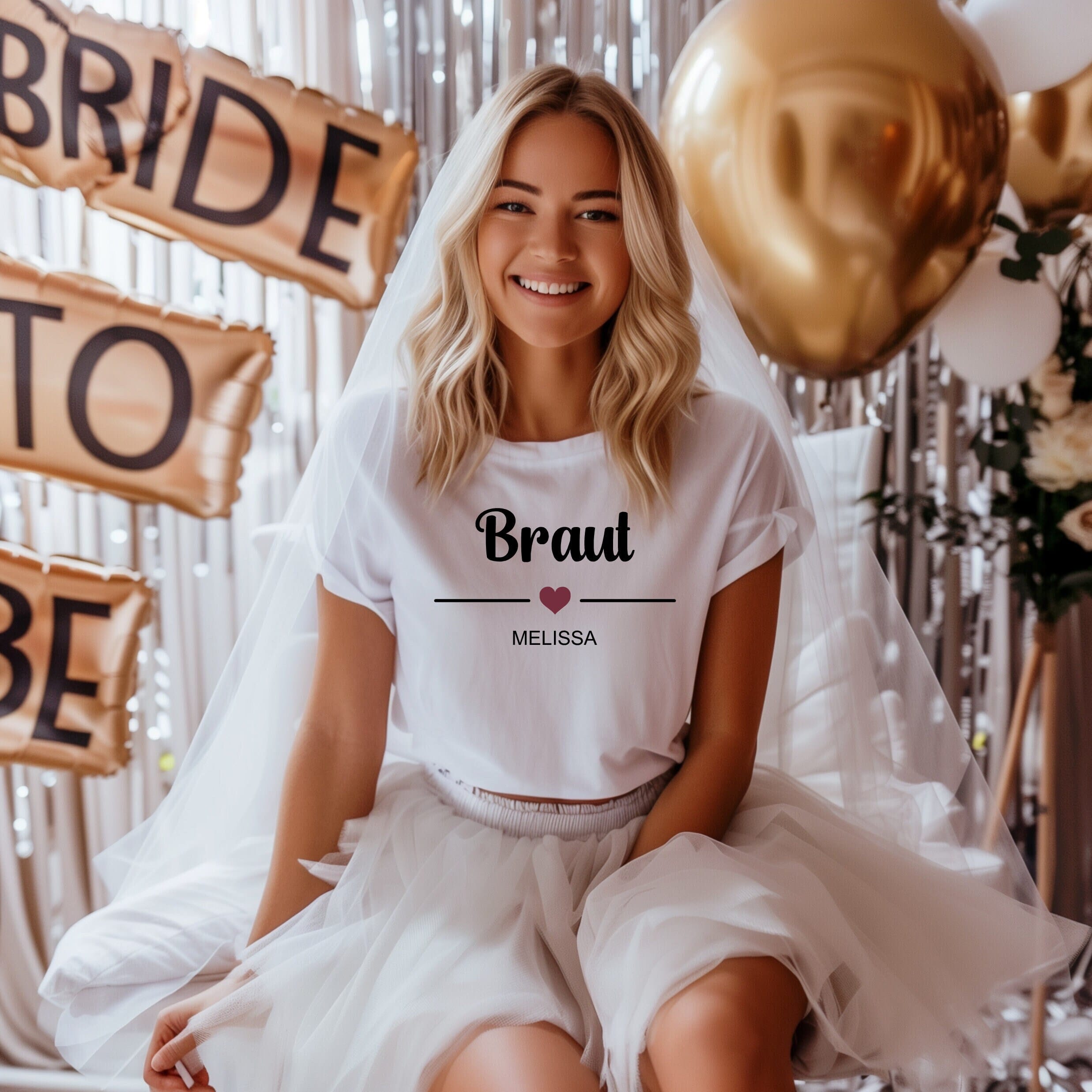 Braut und Team Braut:Die ultimative Junggesellinnenabschied T-Shirt Kollektion.JGA T-Shirt personalisiert mit Name.Brautjungfer Geschenk.