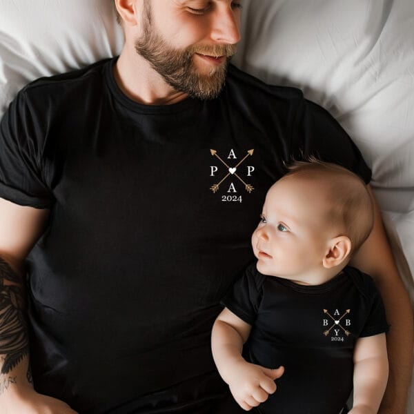 Perfekte Harmonie Familien-Set.Partnerlook Papa & Kind.Papa und Baby Passendes Set.Familien Outfit.Fotoshooting-Outfit.Geschenk. – Bild 3