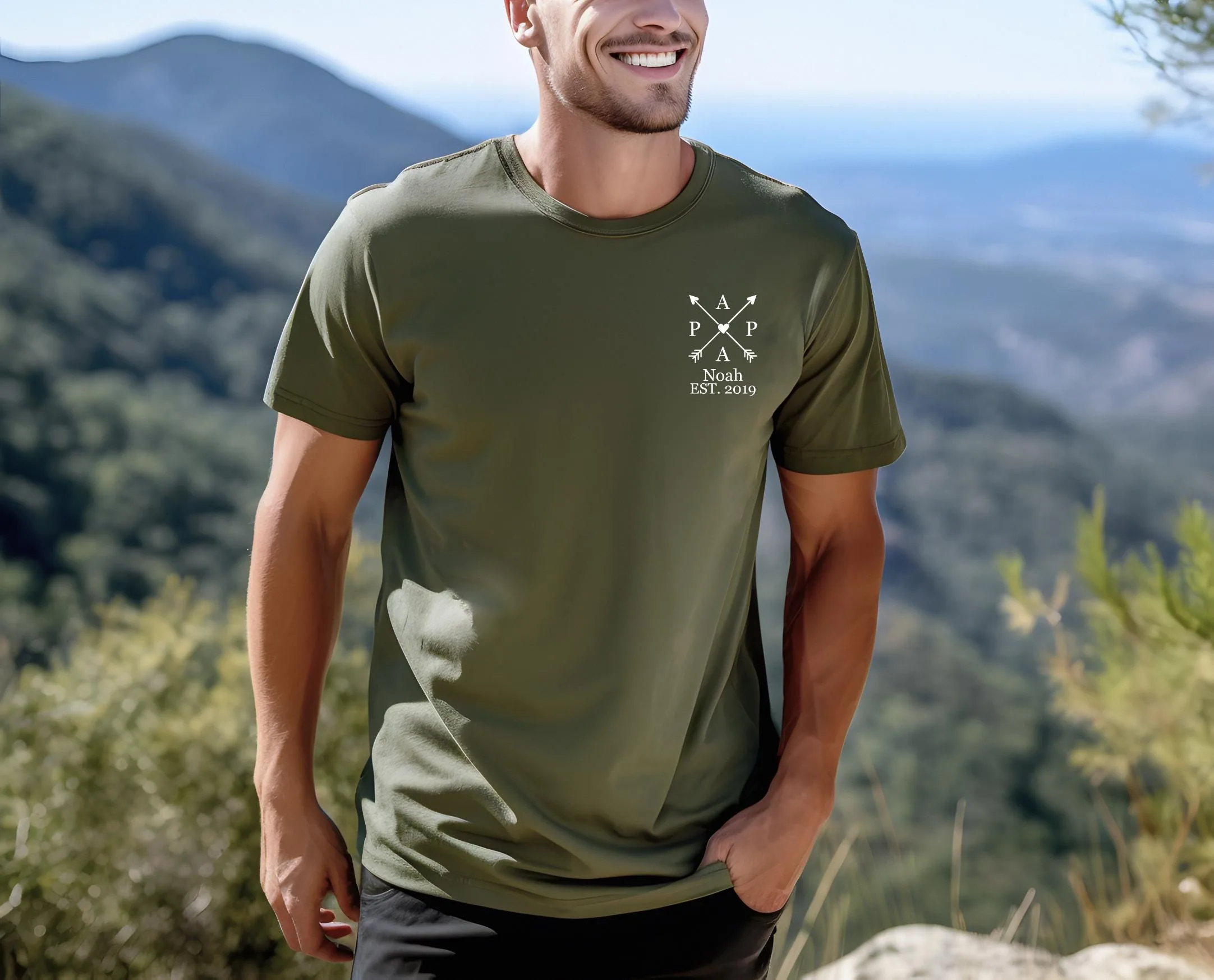 Papas Edition:T-Shirt mit dem Namen und Geburtsjahr des Kindes.Papa Geschenk.Papa Geschenkidee.Personalisiertes Vater Shirt.Vatertaggeschenk – Bild 3