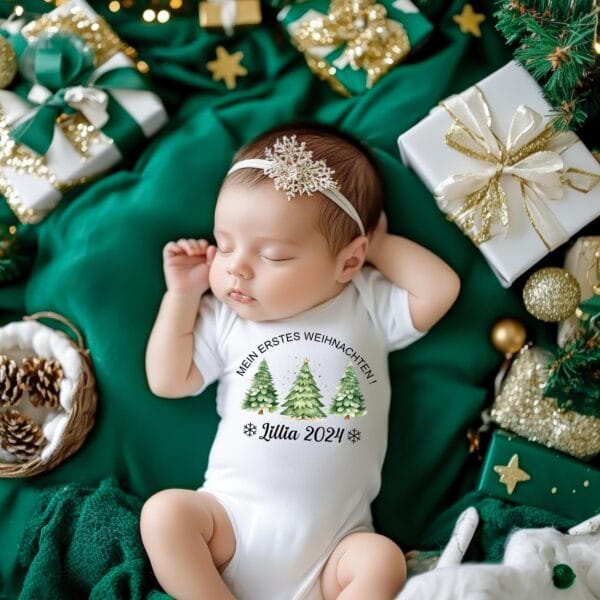 Mein Erstes Weihnachten Personalisiertes Baby Body-Erstes Weihnachts Outfit.Individuelles Weihnachtsoutfit.Baby Geschenk.Strampler Bodysuit. – Bild 5
