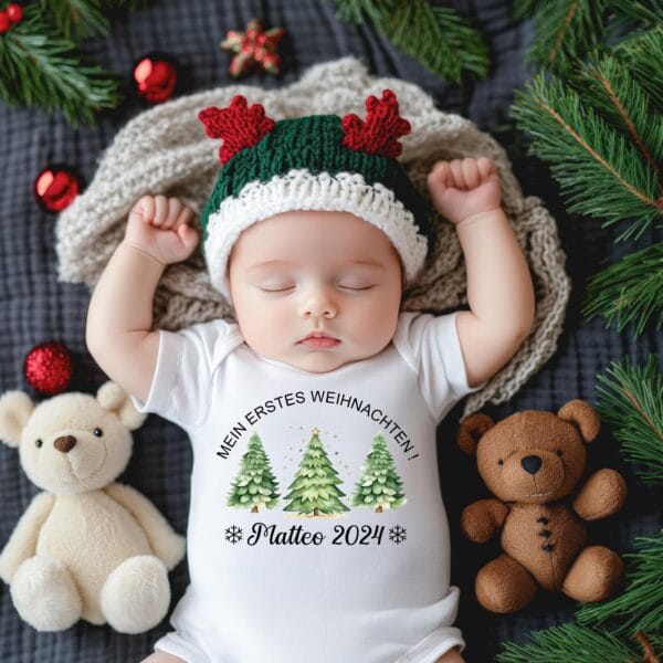 Mein Erstes Weihnachten Personalisiertes Baby Body-Erstes Weihnachts Outfit.Individuelles Weihnachtsoutfit.Baby Geschenk.Strampler Bodysuit. – Bild 4