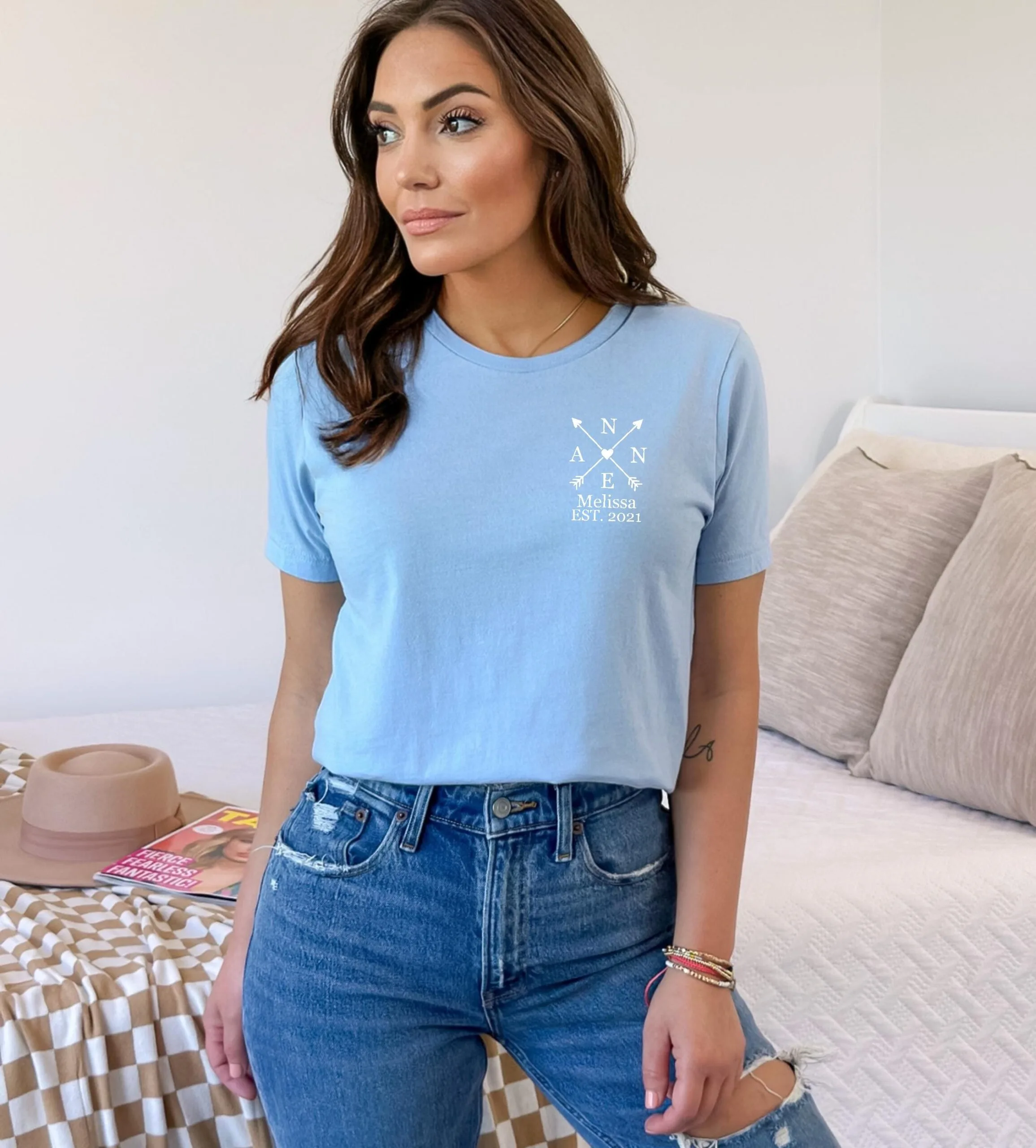 BABA Liebe:Individuelles T-Shirt mit Kindernamen.BABA Geburtstagsgeschenk.Personalisiertes Geschenk.Einzigartiges Geschenk.ANNE Geschenk. – Bild 6