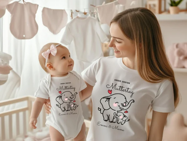 Unser erster Muttertag–Mama & Mini Matching Set | Geschenk zum Muttertag.Muttertag Geschenkidee.Mama und Baby Partnerlook.Baby Body Bodysuit – Bild 3