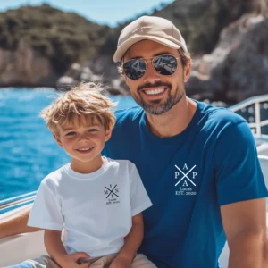 Papa & Ich T-Shirts.Vater-Kind Partnerlook.Vatertagsgeschenk mit Geburtsjahr und Namen.Geschenkidee zum Geburtstag,Vatertag.Papa Mini Set.