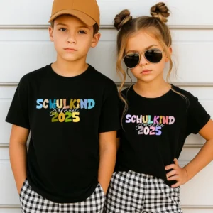 Einschulung T-Shirt Schulkind – Personalisiertes Shirt mit Namen – 1.Schultag Outfit Jungen Mädchen. Geschenk zum Schulanfang.Schulkind 2025