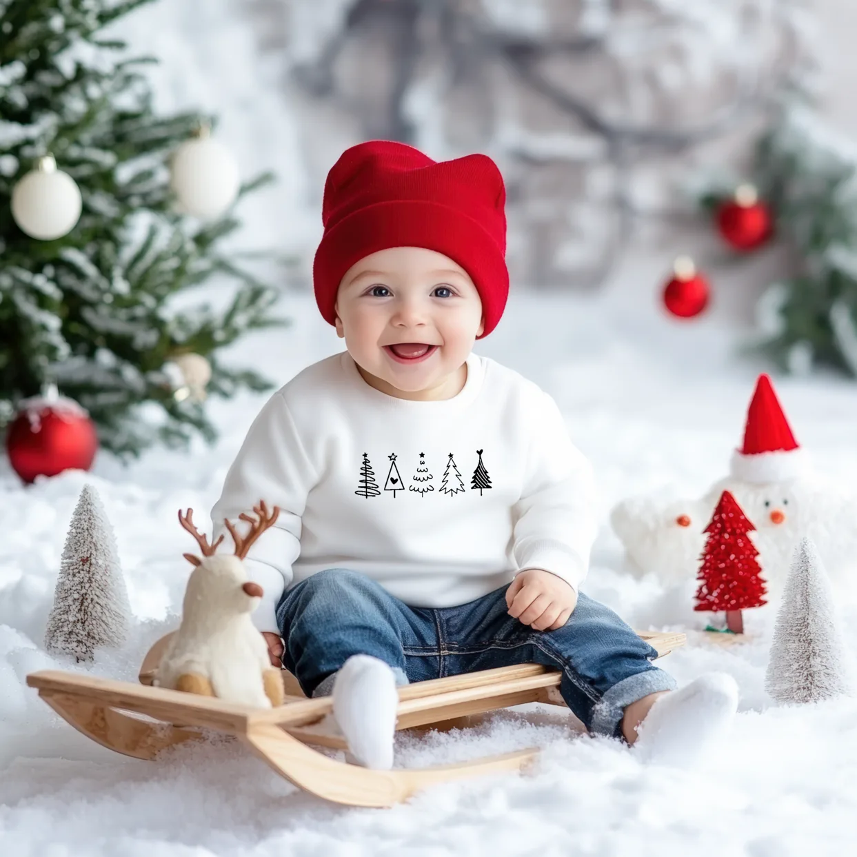 Festliche Familien Weihnachtspullover.Passende Weihnachtsoutfits für Geschwister.Familienpullover.Weihnachtsbaum Pullover.Weihnachtspulli. – Bild 4