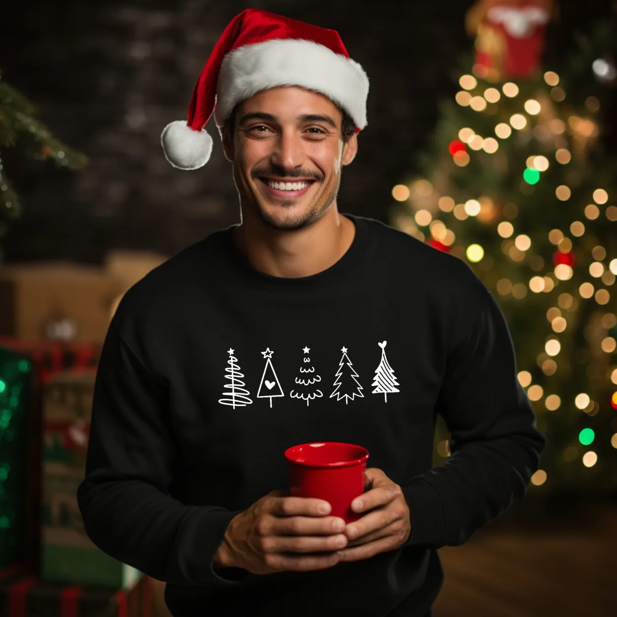 Festliche Familien Weihnachtspullover.Passende Weihnachtsoutfits für Geschwister.Familienpullover.Weihnachtsbaum Pullover.Weihnachtspulli. – Bild 10