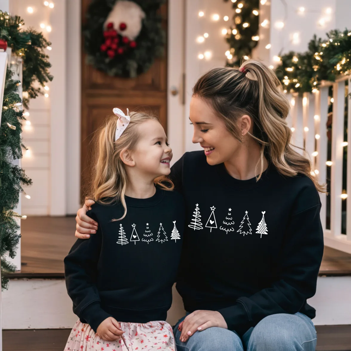 Festliche Familien Weihnachtspullover.Passende Weihnachtsoutfits für Geschwister.Familienpullover.Weihnachtsbaum Pullover.Weihnachtspulli. – Bild 3