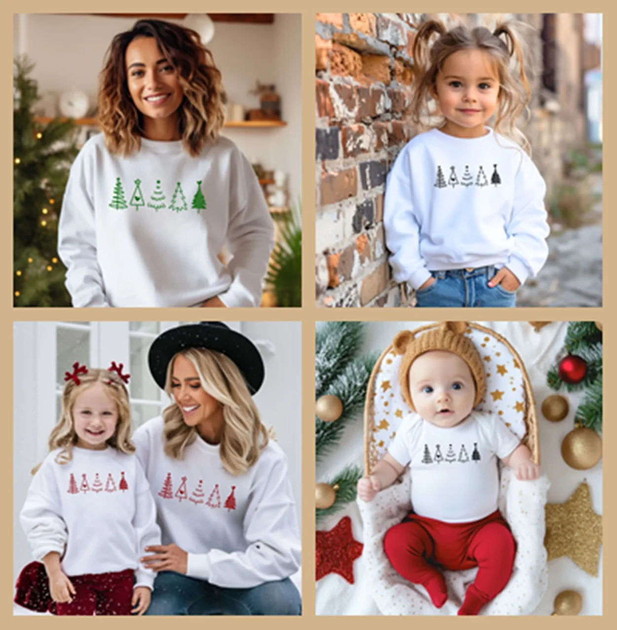 Festliche Familien Weihnachtspullover.Passende Weihnachtsoutfits für Geschwister.Familienpullover.Weihnachtsbaum Pullover.Weihnachtspulli. – Bild 13