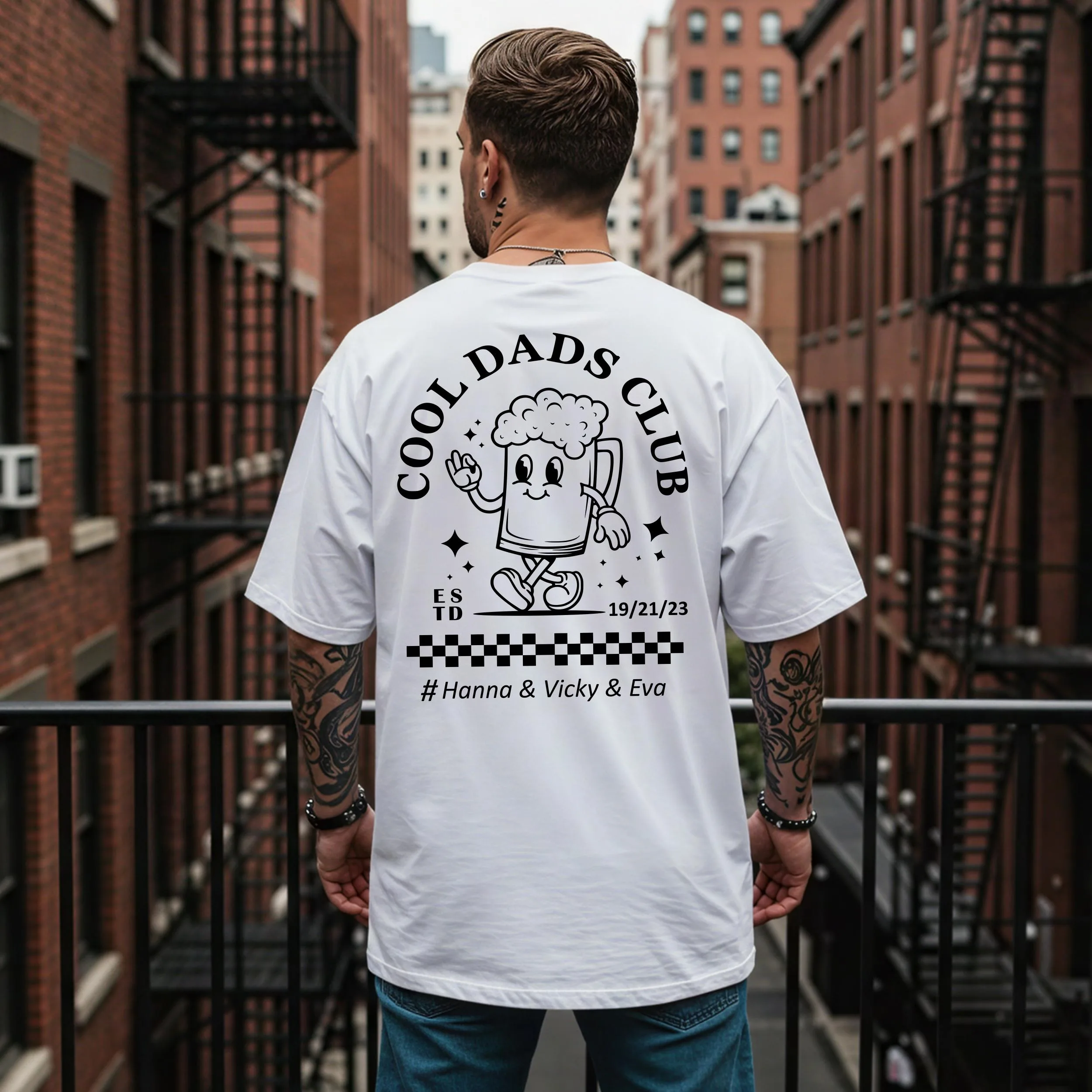 Papa Oversize T-Shirt „Dad Club“ personalisiert mit Kinder-Geburtsjahr – Vatertag Geschenk, Daddy Shirt für Papa, Geschenkidee für Väter – Bild 8