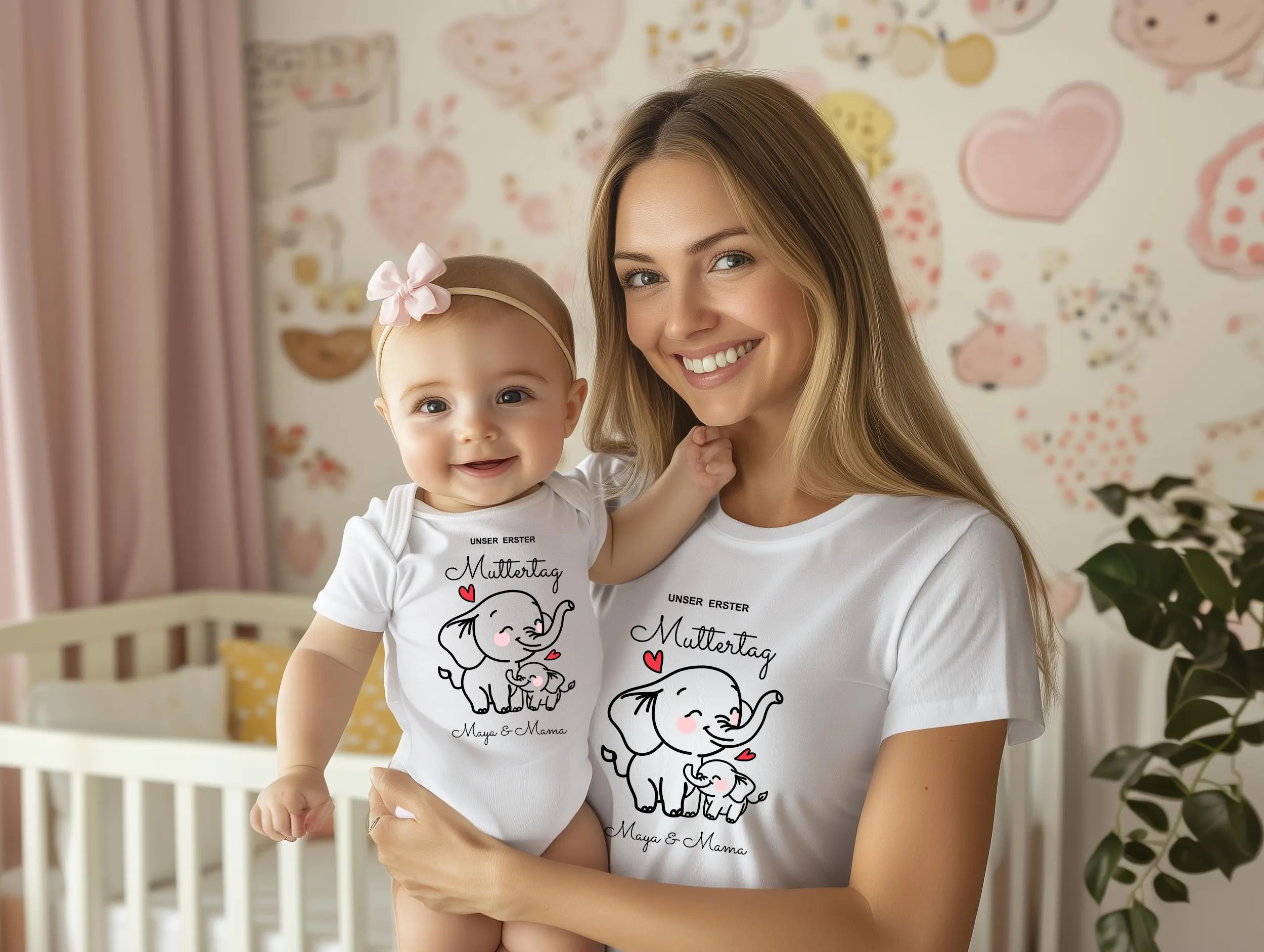 Personalisiertes Mama Baby Matching Set zum ersten Muttertag,Geschenk für frischgebackene Mama und Baby Outfit Muttertagsgeschenk – Bild 4