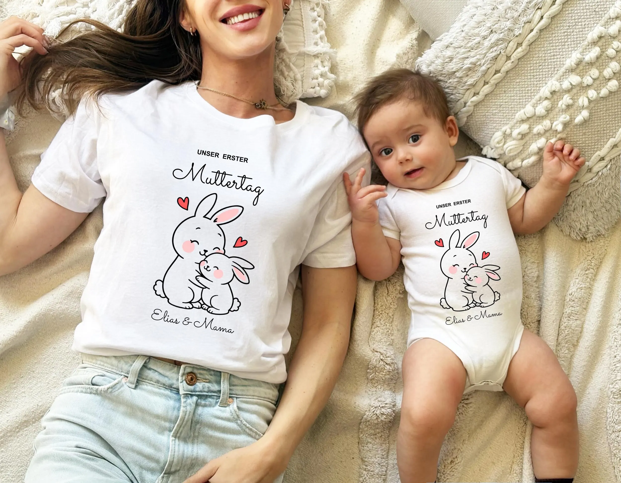 Personalisiertes Mama Baby Matching Set zum ersten Muttertag,Geschenk für frischgebackene Mama und Baby Outfit Muttertagsgeschenk – Bild 3