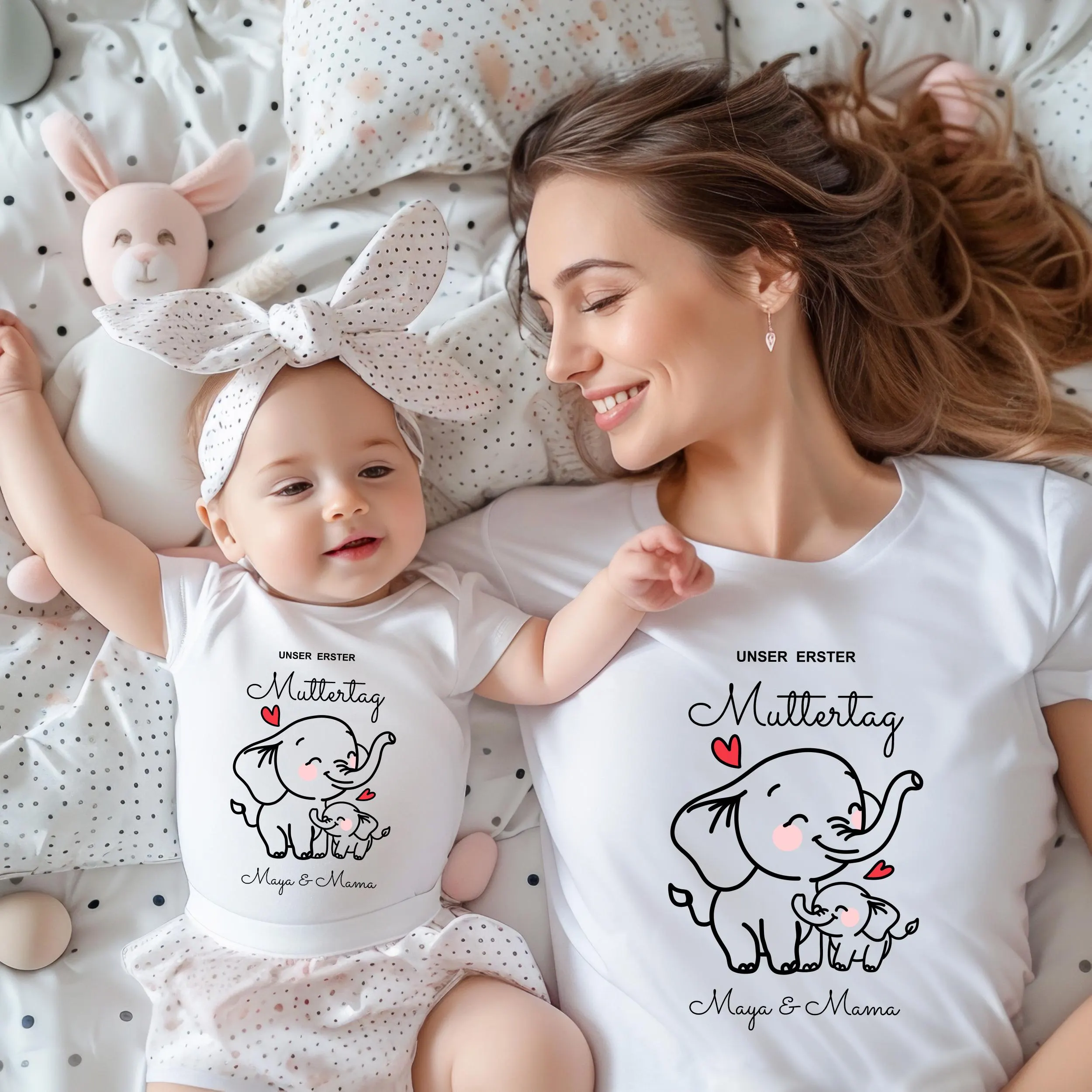Personalisiertes Mama Baby Matching Set zum ersten Muttertag,Geschenk für frischgebackene Mama und Baby Outfit Muttertagsgeschenk – Bild 5