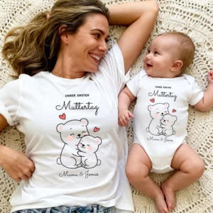 Personalisiertes Mama Baby Matching Set zum ersten Muttertag,Geschenk für frischgebackene Mama und Baby Outfit Muttertagsgeschenk