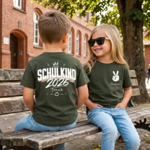 Erster Schultag 2026 T-Shirt Personalisiert, Kinder Shirt mit Name, Einschulung Geschenk, Schulanfang Outfit, Ich bin ein Schulkind