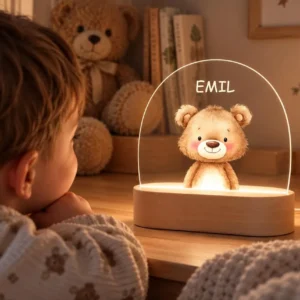 Nachtlicht personalisiert mit Name – Kinderzimmer Lampe mit Tiermotiv, LED Nachtlicht für Kinder, Weihnacht Geschenk Geburtstag Taufe Baby