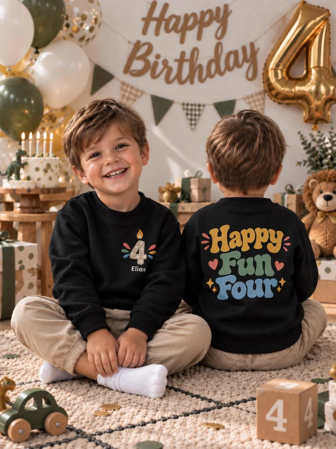 Sweatshirt Geburtstag Kind personalisiert – Pullover mit Name & Zahl – Geburtstagsoutfit 1 2 3 4 5 Jahre – T-Shirt,Babybody,Baby Body – Bild 2