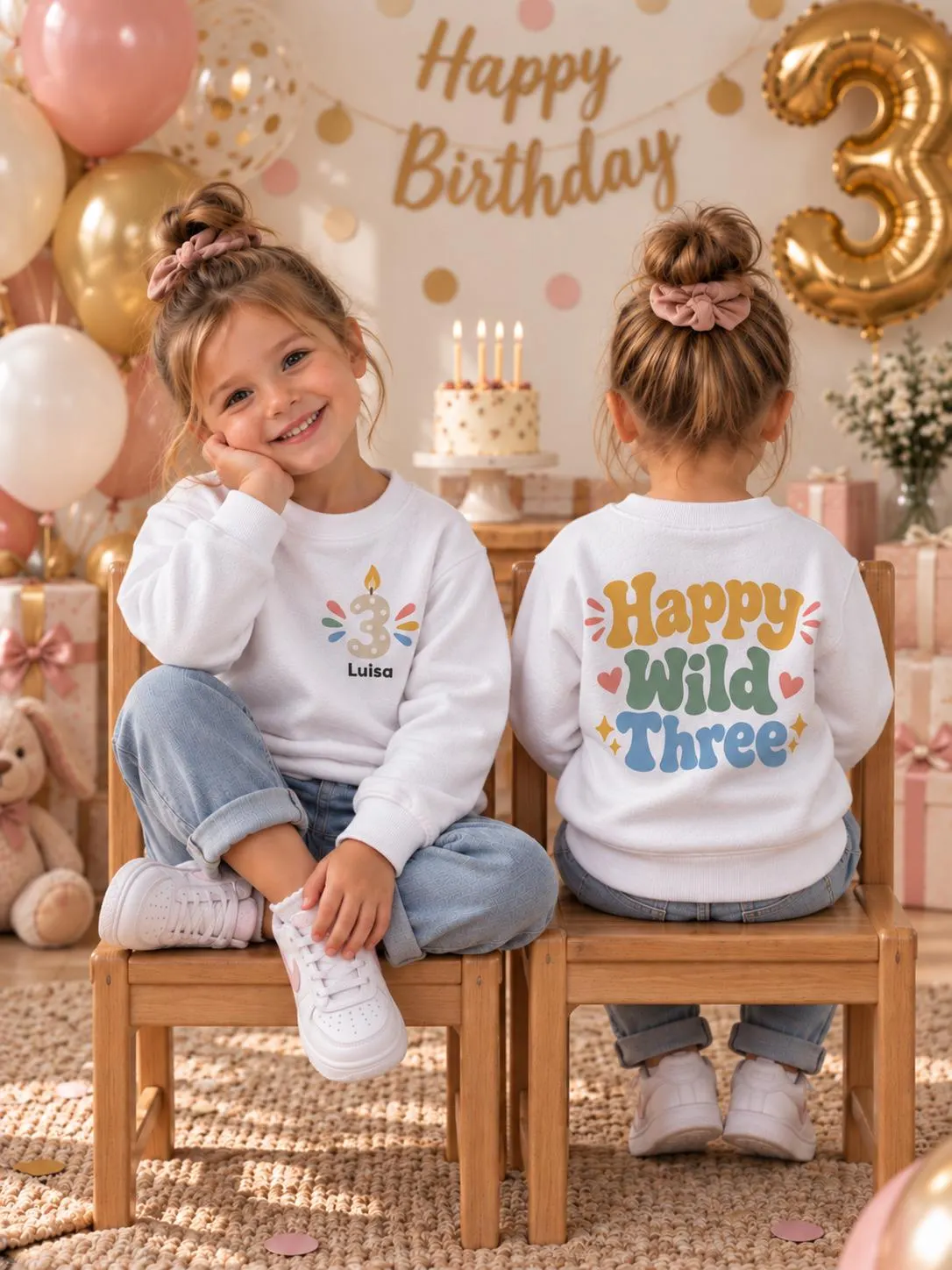 Sweatshirt Geburtstag Kind personalisiert – Pullover mit Name & Zahl – Geburtstagsoutfit 1 2 3 4 5 Jahre – T-Shirt,Babybody,Baby Body – Bild 6