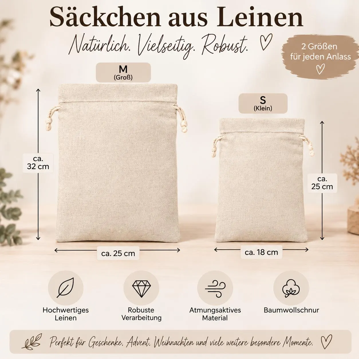 Personalisierter Weihnachtssack mit Name – Geschenkesack Kinder mit Waldtieren – Nikolaussack Weihnachten – Weihnachtsgeschenk Kinder – Bild 5