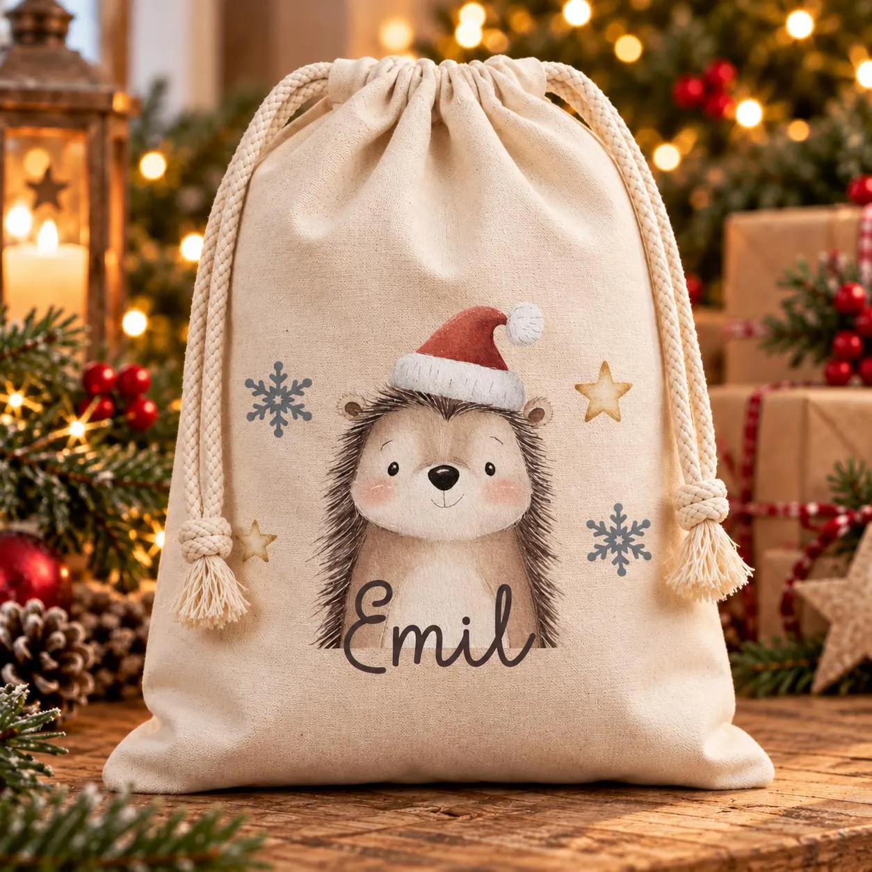 Personalisierter Weihnachtssack mit Name – Geschenkesack Kinder mit Waldtieren – Nikolaussack Weihnachten – Weihnachtsgeschenk Kinder – Bild 10